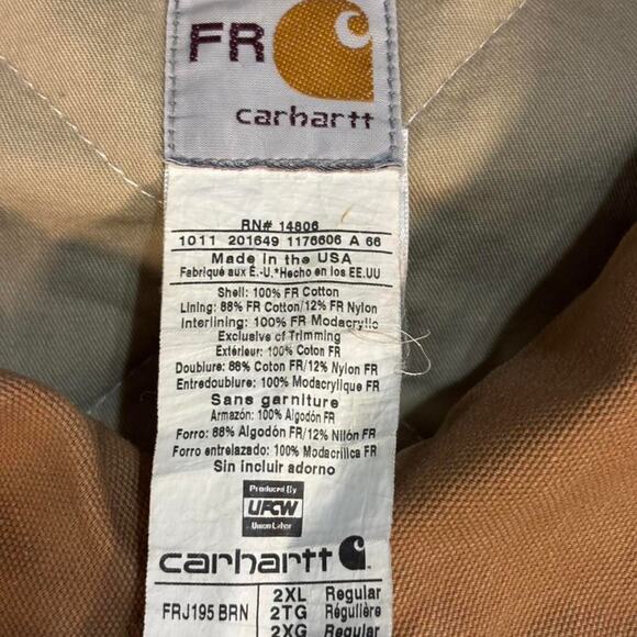 2011 Carhartt Flame Resistant Tan Detroit Style Jacket - Picture 5 of 5